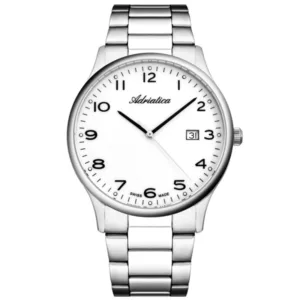 Adriatica A1293.5123Q Zegarek męski klasyczny biały na bransolecie