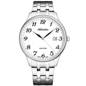 Adriatica A1300.5123Q Zegarek męski klasyczny biały na bransolecie