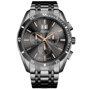 Adriatica A8202.S1R6CH Zegarek męski szwajcarski na bransolecie duży czarny