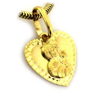 Złoty medalik Matka Boża Częstochowska Serce 375 ZZW565