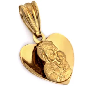 Złoty medalik Matka Boża Częstochowska Serce 375 ZZW567