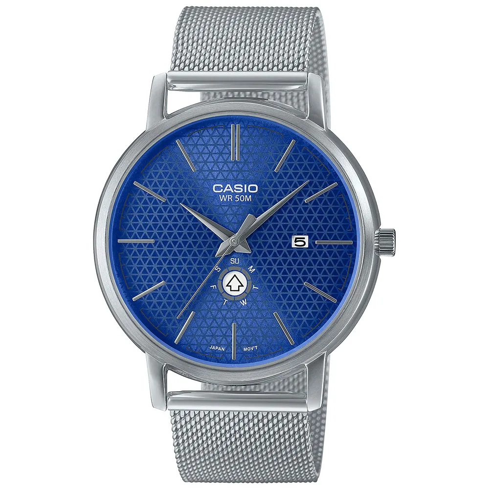 Zegarek Casio MTP-B125M-2AVEF Classic Zegarek męski srebrny niebieska tarcza