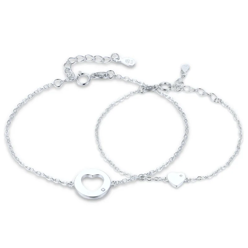 Komplet Bransoletek srebrnych z sercem – matka i córka JMAS0316SB00