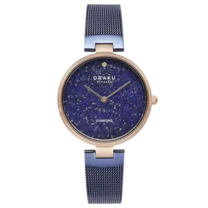Zegarek damski Obaku Denmark V256LHVLML-DLPD DIAMOND Fioletowy zegarek na meshowej bransolecie z diamentem