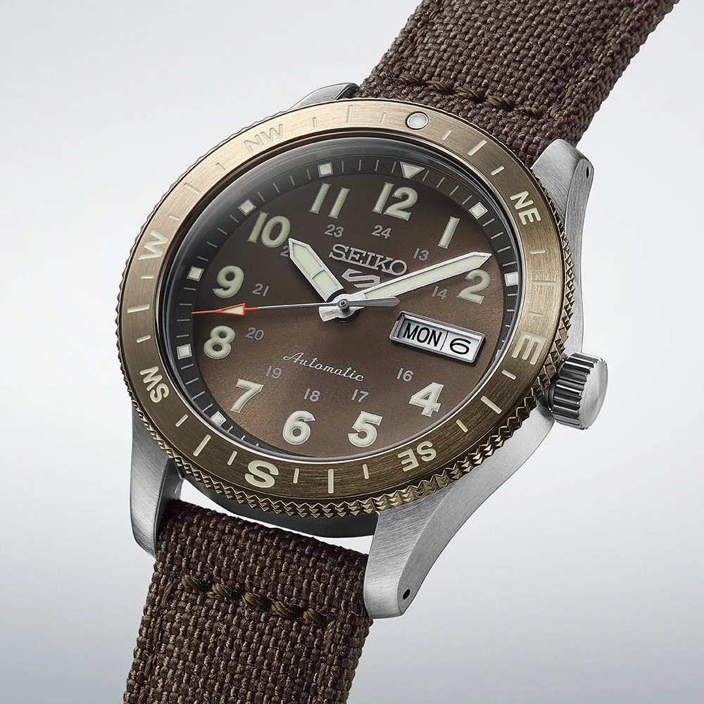 Seiko HDB009K1 5 Sports Automatic Na pasku brązowy