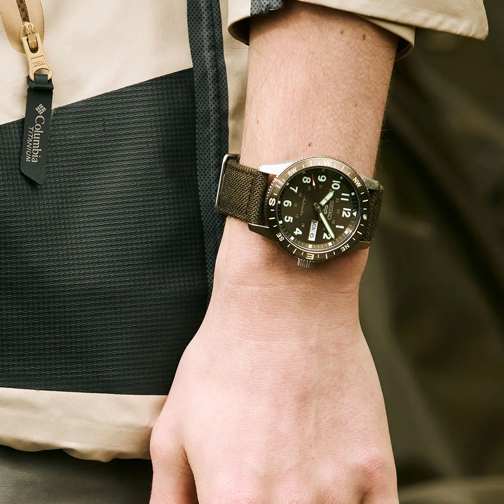 Seiko HDB009K1 5 Sports Automatic Na pasku brązowy