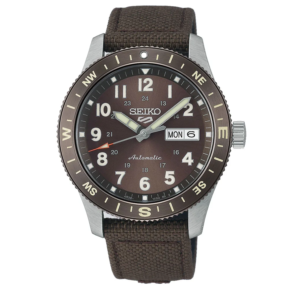 Seiko HDB009K1 5 Sports Automatic Na pasku brązowy