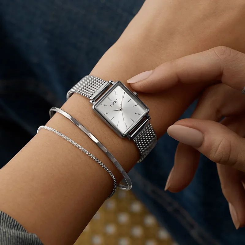 Timex TW2Y26300 Transcend Srebrny prostokątny