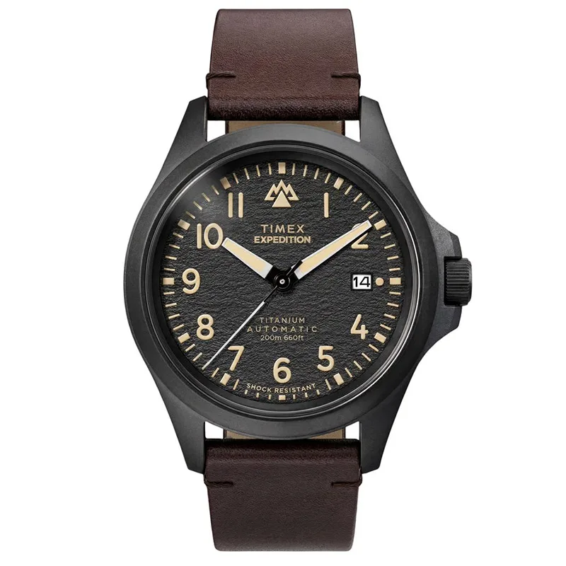 Timex TW2Y90900 Expedition Field Post Titanium Automatic 41mm Leather Strap Watch