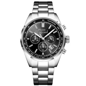 Pierre Ricaud P97045.5114CH Chronograf Zegarek męski srebrny na bransolecie